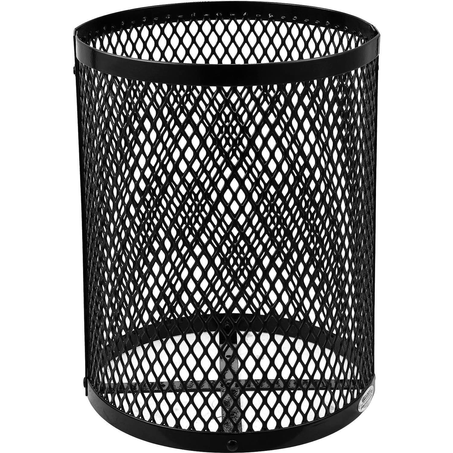 Global Industrial 36 Gallon Outdoor Steel Trash Can with Dome Lid, Plastic Liner and Anchor Kit