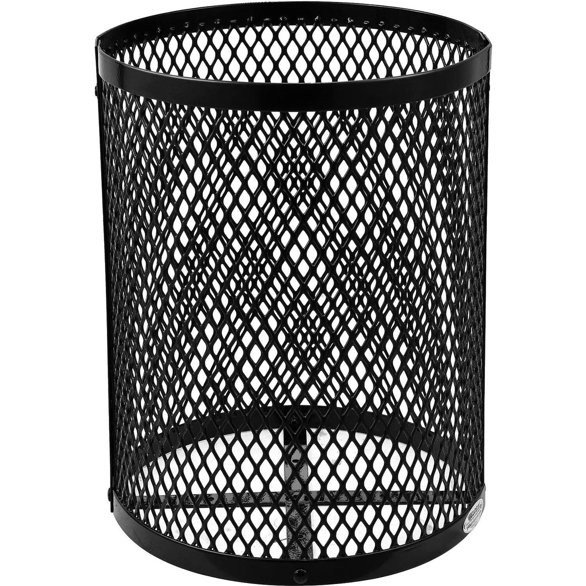 Global Industrial Outdoor Diamond Steel Trash Can with Rain Bonnet Lid and Plastic Liner, 36 Gallon