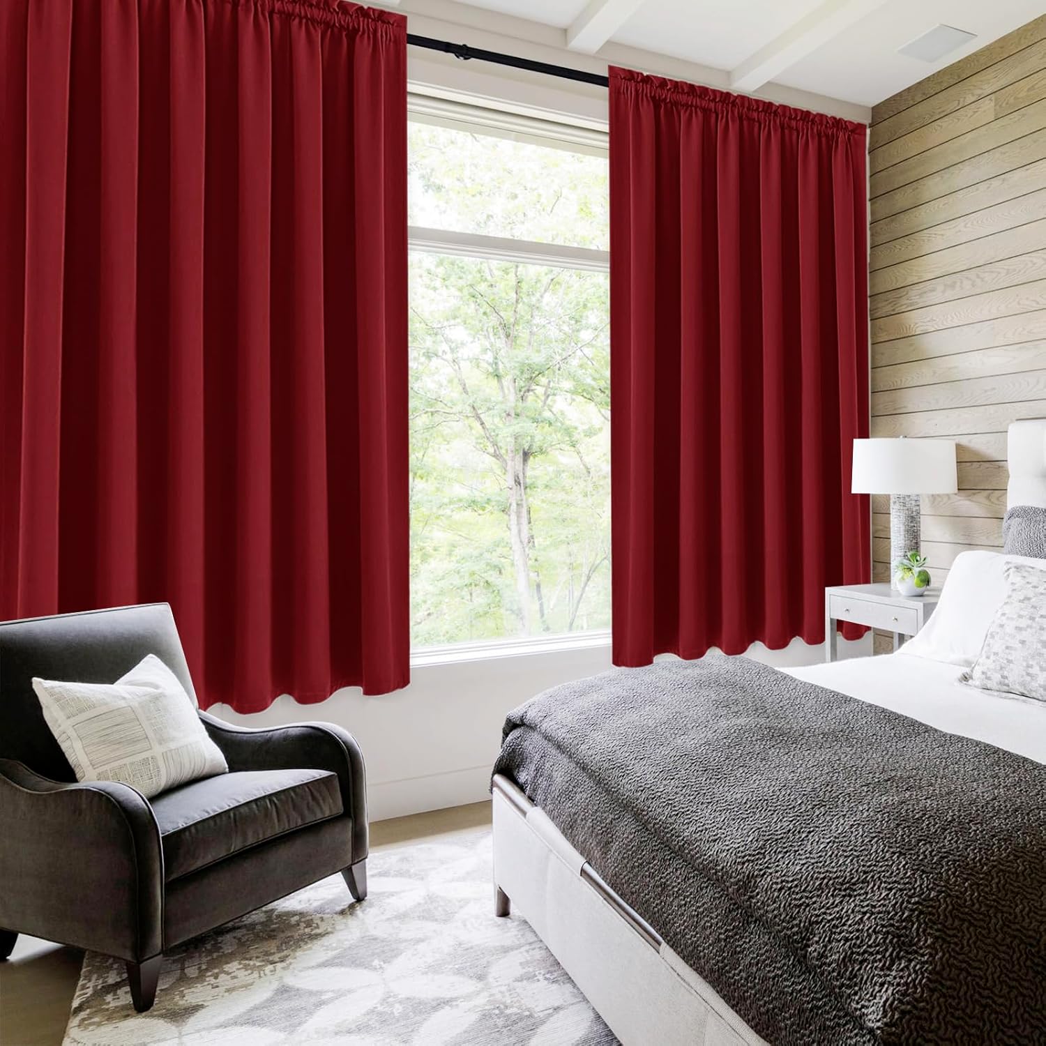 DWCN Burgund Short Blackout Curtains for Bedroom/Kitchen, Thermal Insulated Energy Saving Room