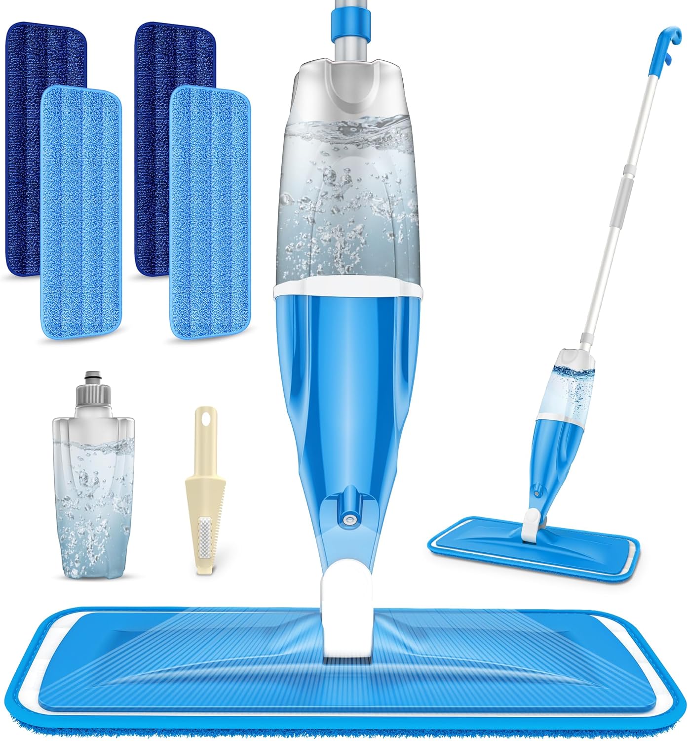 Spray Mop for Hardwood Floors Cleaning: Microfiber Wet Dry Floor Mops with 4 Washable Pads for