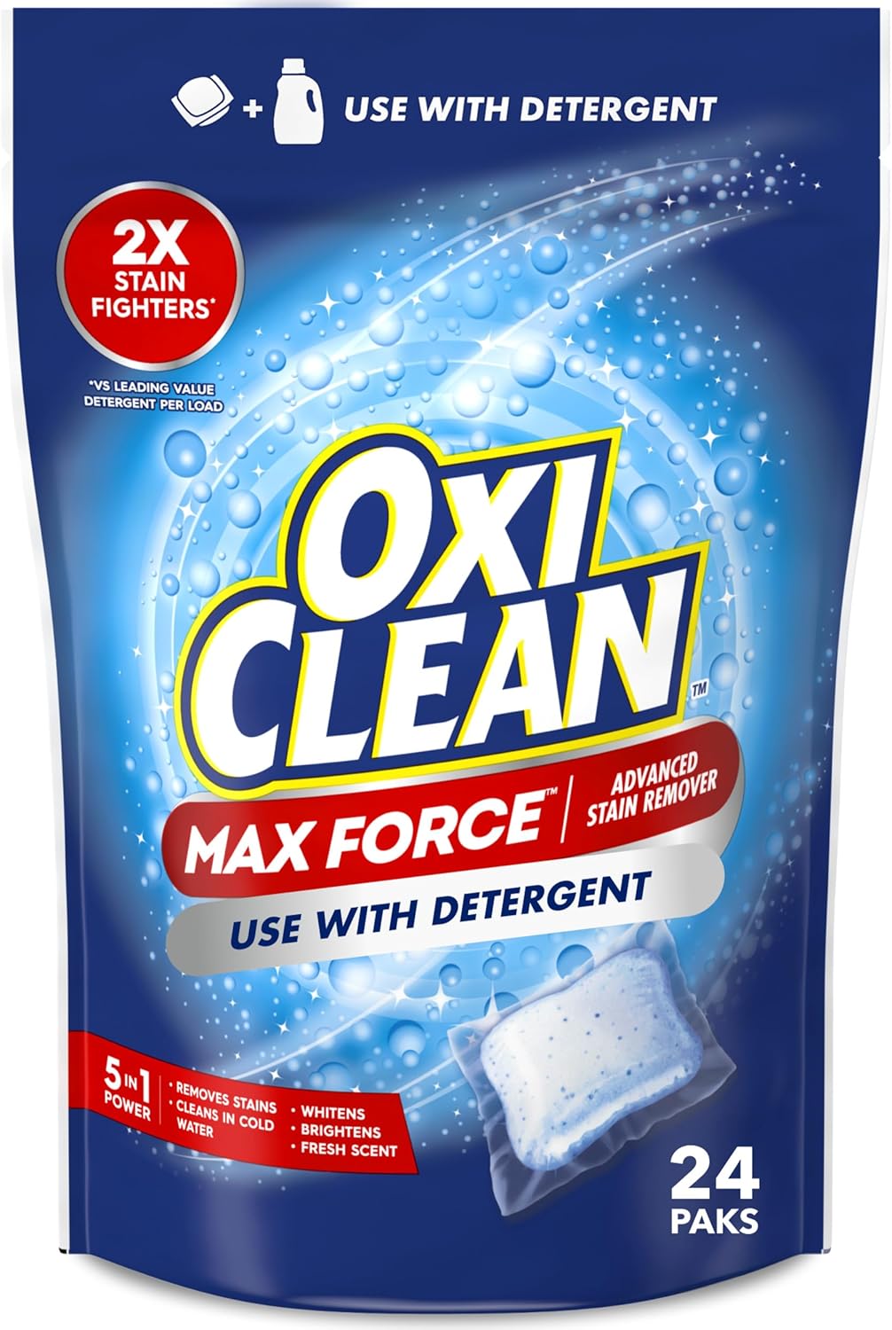 OxiClean Max Force Advanced Stain Remover Power Paks, Use with Detergent to Remove Stubborn Stains