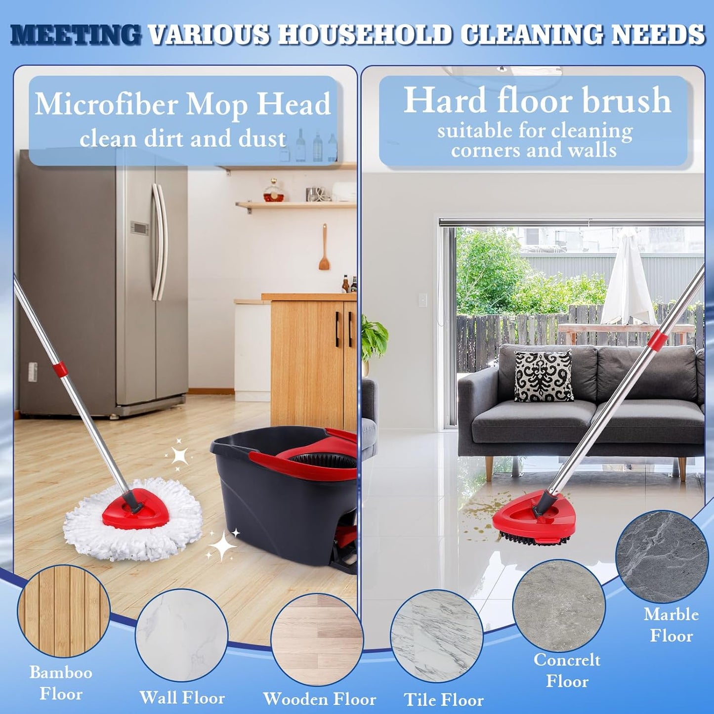 4 Pack Spin Mop Replacements Head Compatible with Oceda EasyWring 1-Tank System,Microfiber Spin Mop