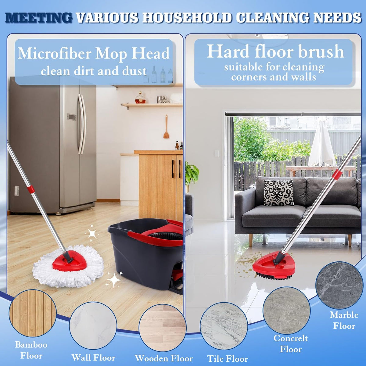 4 Pack Spin Mop Replacements Head Compatible with Oceda EasyWring 1-Tank System,Microfiber Spin Mop
