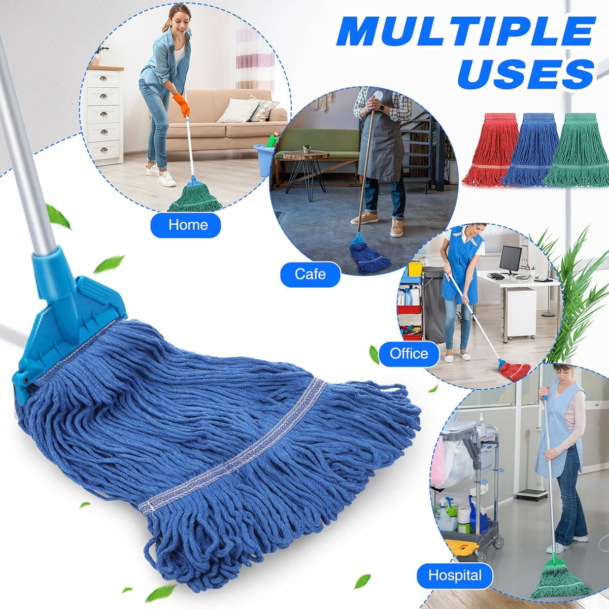 Roshtia 30 Pieces Commercial Mop Head Replacement Floor Cleaning Wet Mop Heads Heavy Duty Large