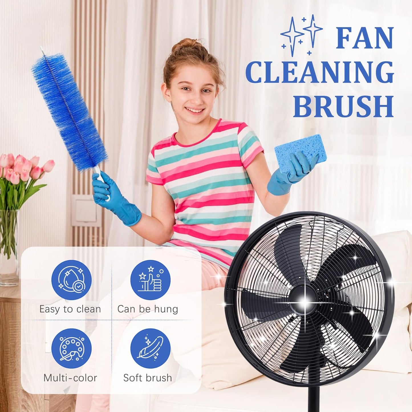 10Pcs Floor Fan Cleaning Brush Set, Bendable Fan Duster, Microfiber Detail Duster Sticks, Cleaning