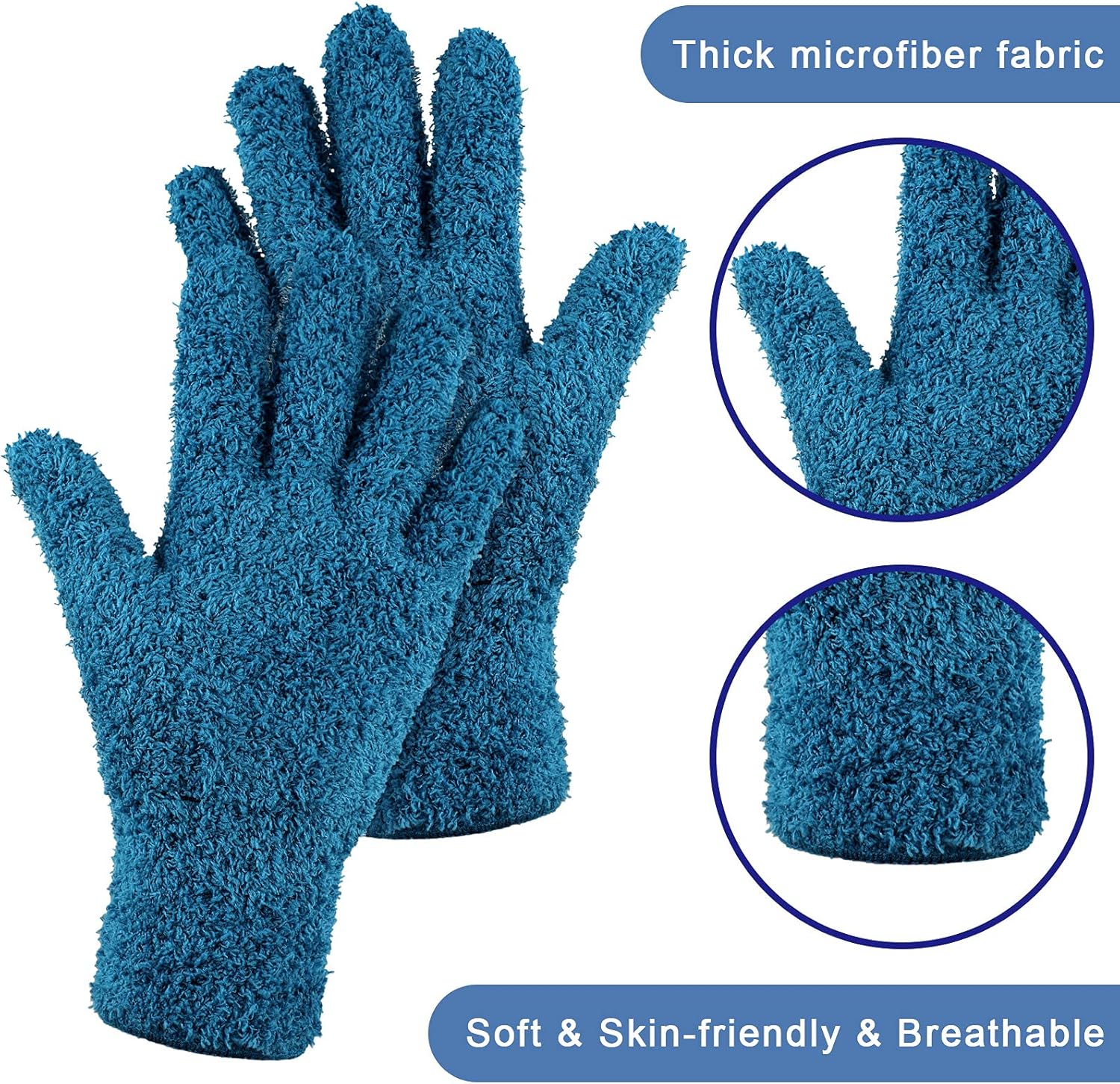 Bencailor 6 Pairs Microfiber Dusting Gloves, Dusting Cleaning Gloves Microfiber Gloves for Plants
