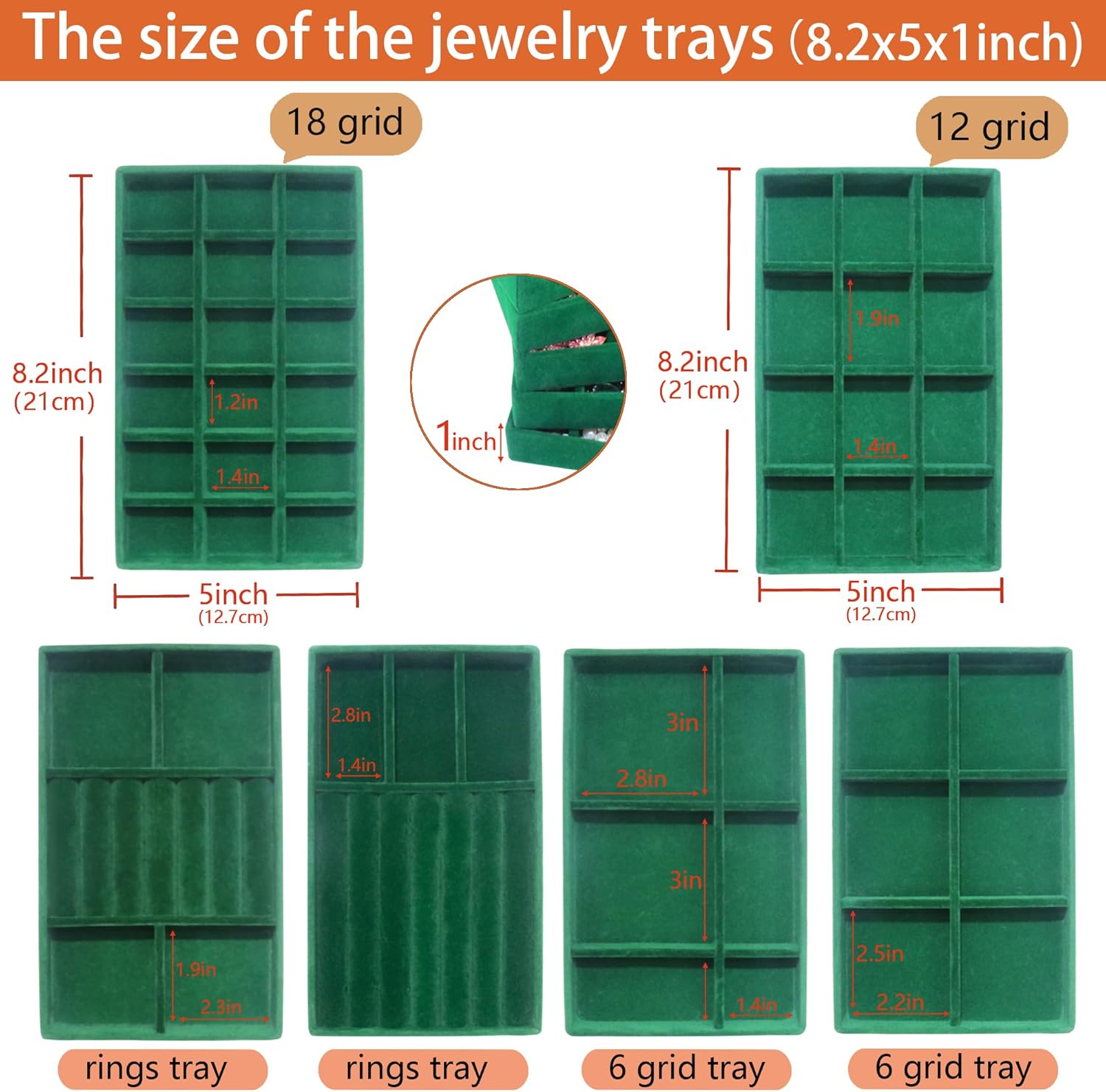 Jewelry Trays Organizer Set of 8 Stackable Jewellry Organizer Trays for Drawers Jewelryy Display
