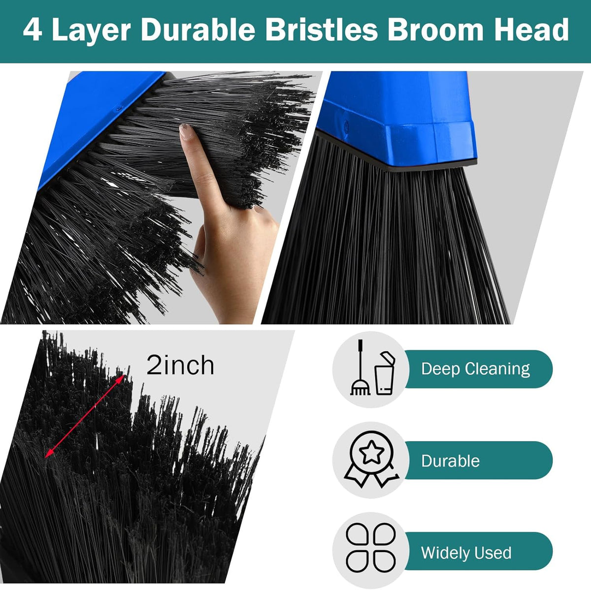 8 Pcs Outdoor Broom for Floor Cleaning 54 Inch Commercial Heavy Duty Broom Long Handle Kitchen