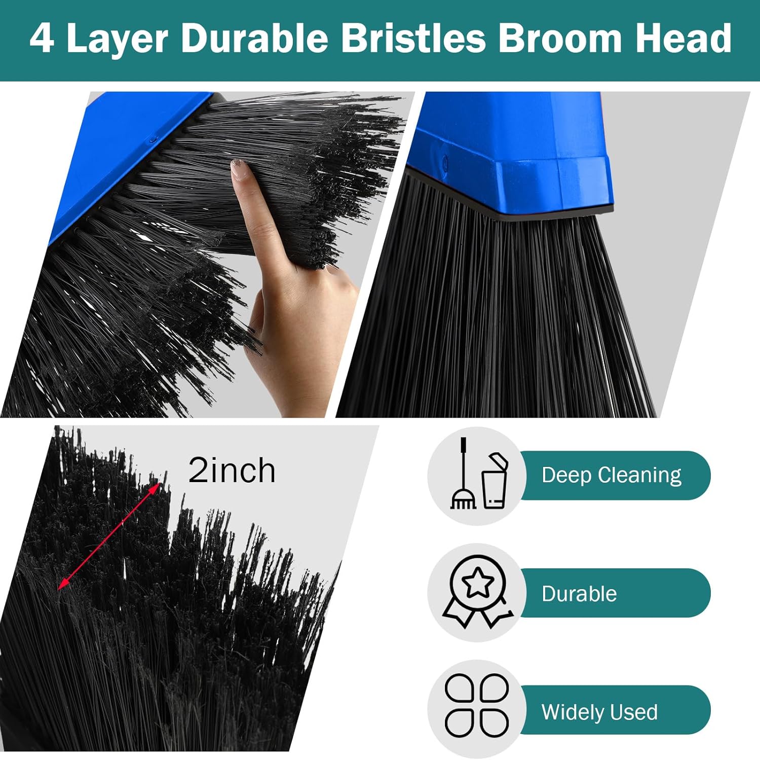 8 Pcs Outdoor Broom for Floor Cleaning 54 Inch Commercial Heavy Duty Broom Long Handle Kitchen