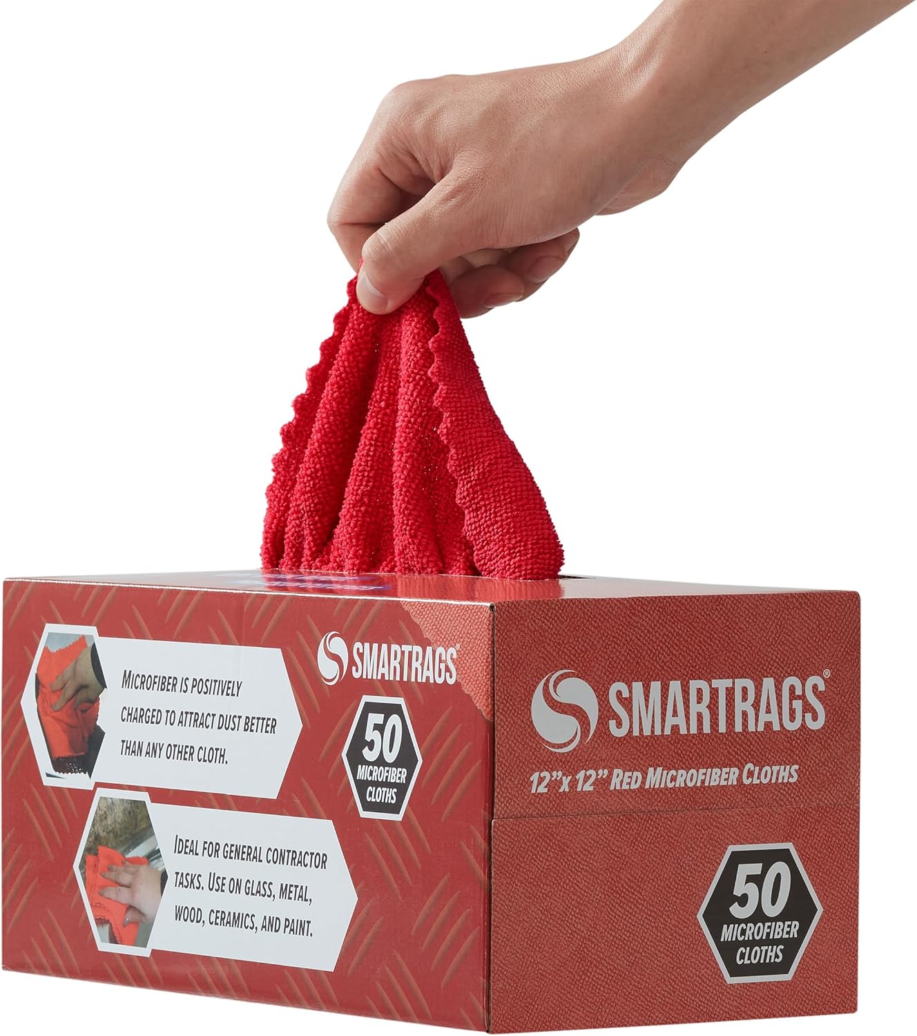 Arkwright Smart Rags in Box - (Pack of 50) Lint Free Microfiber Cleaning Cloth, Scratch &