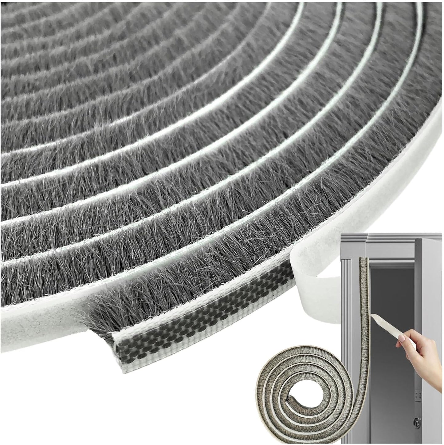 Self-Adhesive Pile Weather Stripping Seal for Sliding Windows and Door Frames, 16.5ft x 11/32 inch