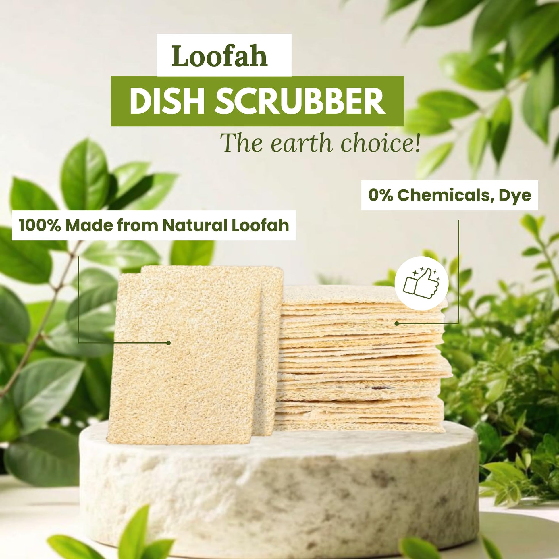 Miw Piw Natural Loofah Dish Sponge 30Pcs Multipurpose 100% Biodegradable
