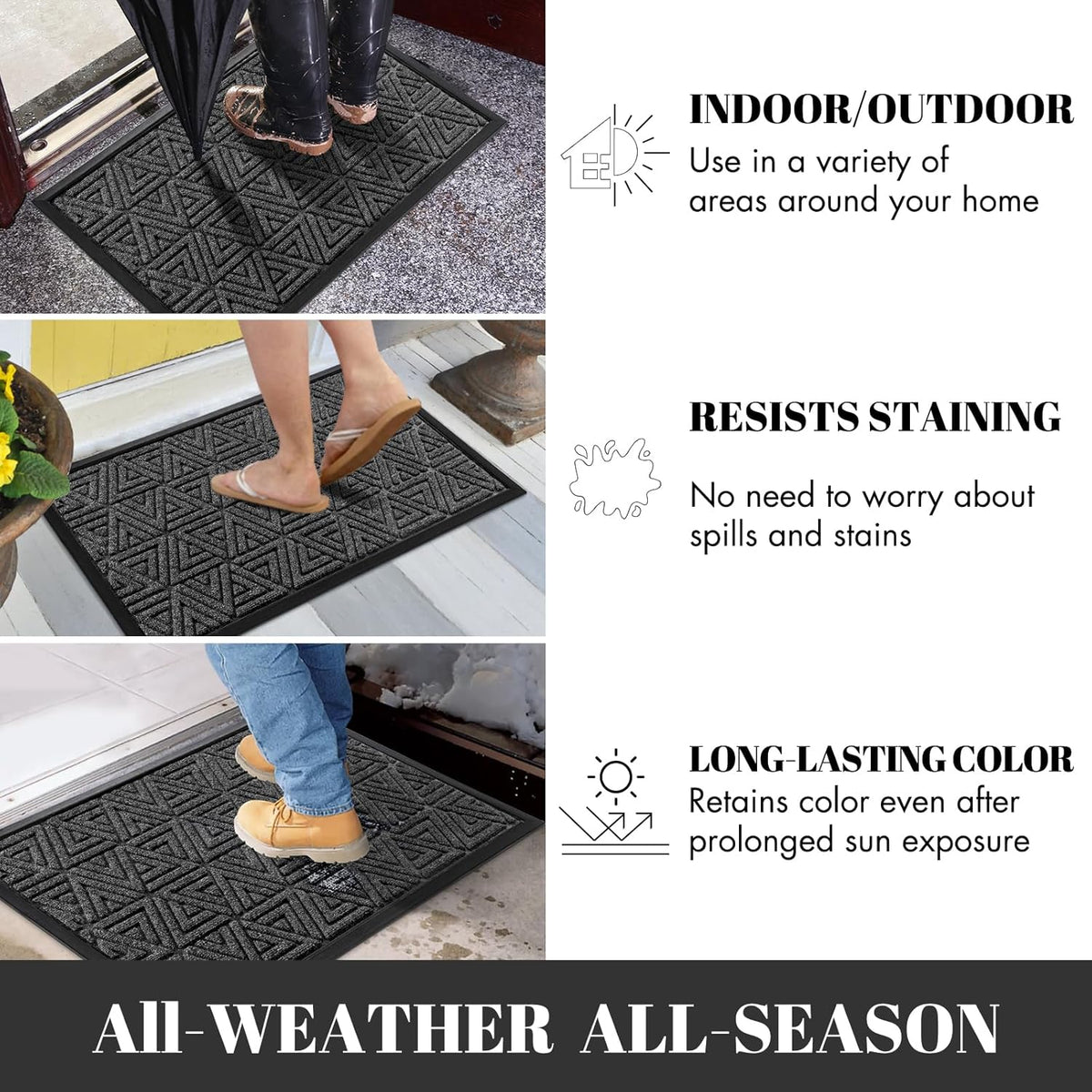 Yimobra Large Door Mat 36x24, All-Weather Waterproof Non-Slip Welcome Matt Outdoor, Heavy Duty Non