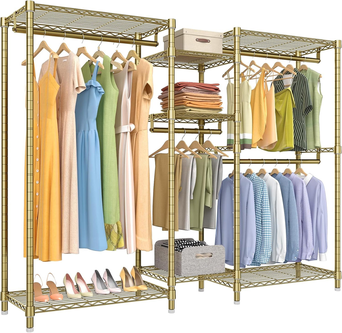 VIPEK Classic V6 Wire Garment Rack Heavy Duty Clothes Rack with 7 Adjustable Shelves & 4 Hanging
