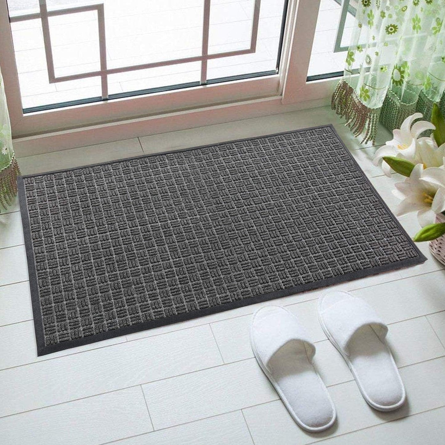 Kempf Water Retainer Entrance Mat, Indoor Outdoor Rubber Rug, Moisture Trapping, Absorbent Mat, 18