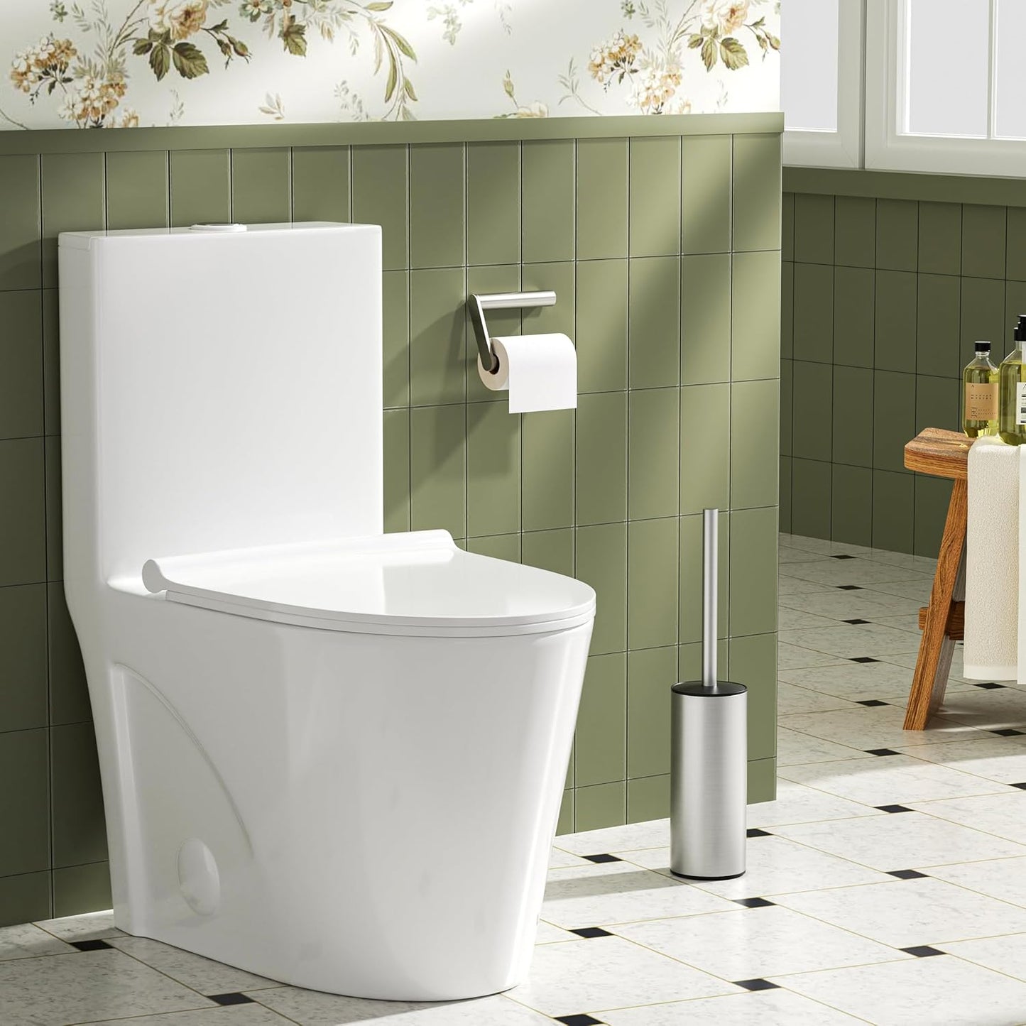 Toilet Brush and Holder Set, Toilet Bowl Brush with Heavy Duty 304 Stainless Steel Base and Extra