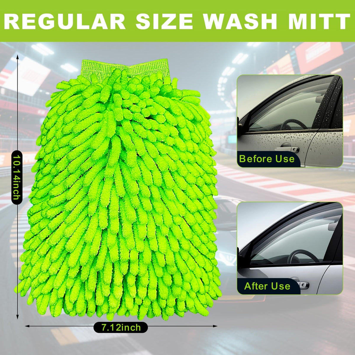 Car Wash Mitt, 2 Pack Premium Chenille Microfiber Wash Mitt, Scratch-Free & Lint-Free, Rich Foam