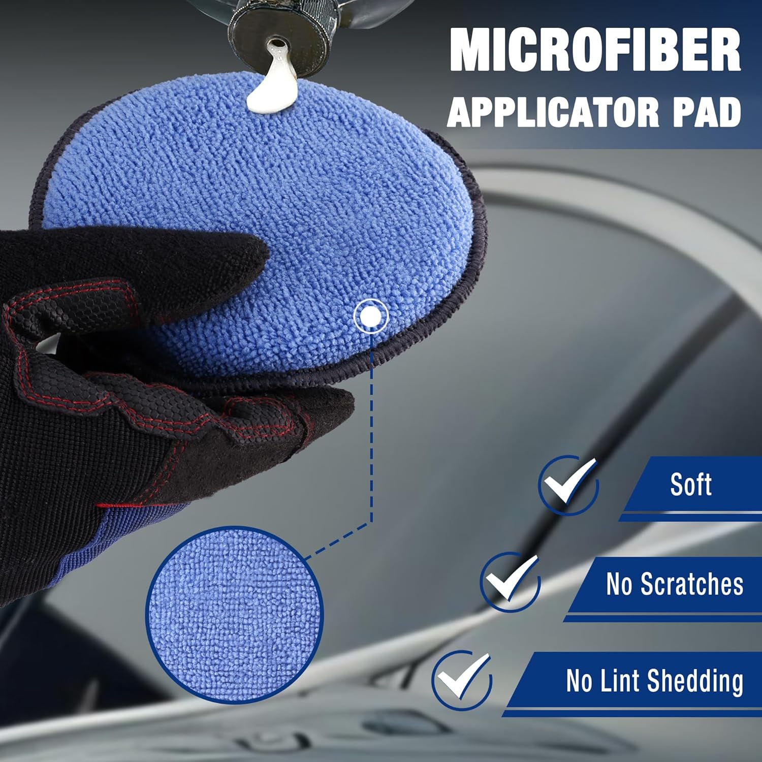 WORKPRO 18-Pack Car Wax Applicator Pads with Finger Pocket, Microfiber Soft Foam Polishing Pads for