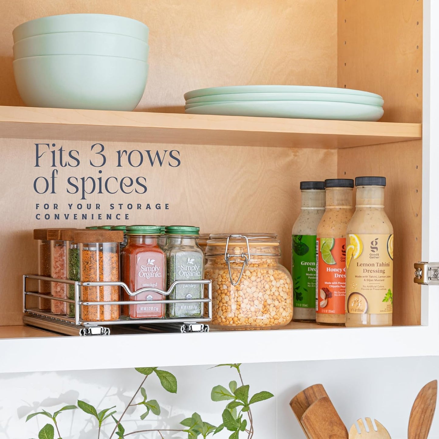 Pull Out Cabinet Organizer for Spices, Cans - Heavy Duty with Lifetime Limited Warranty- Pull Out