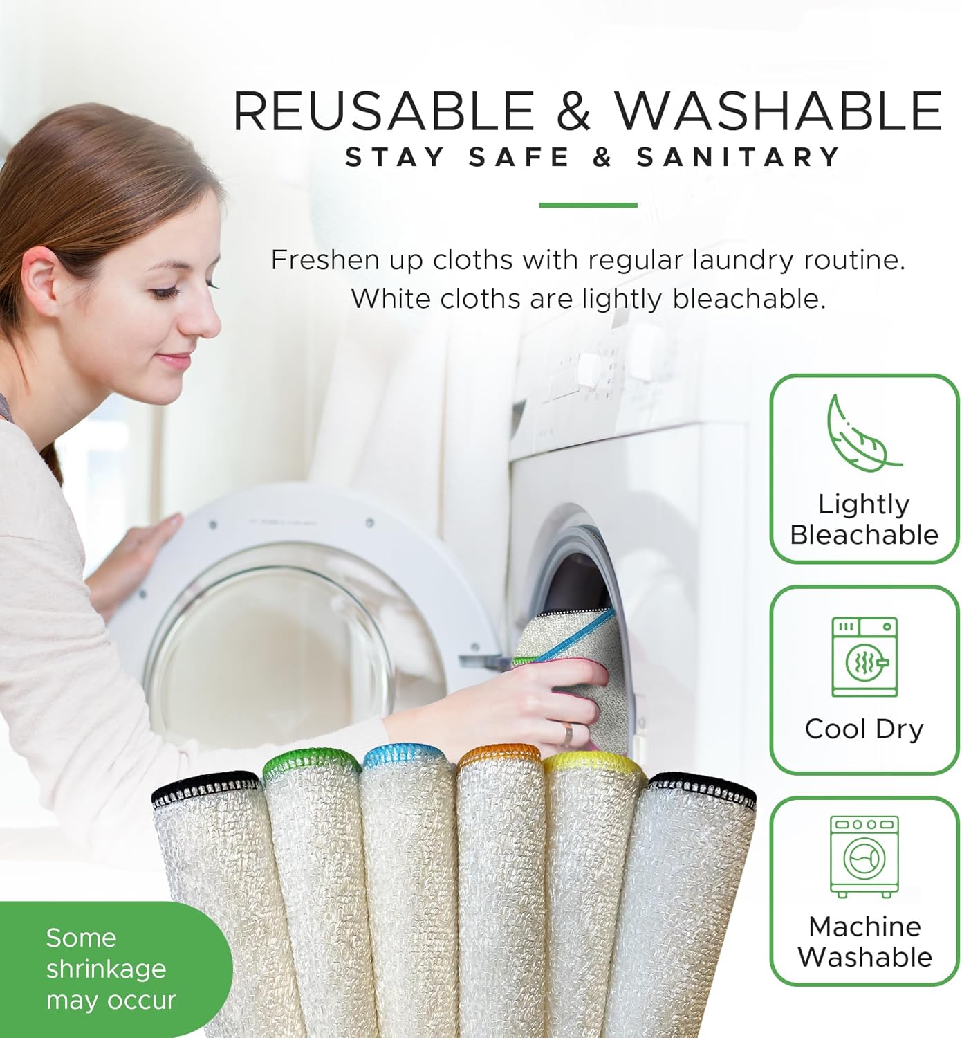 Whiffkitch Dishcloths Dishrags for Kitchen and Household Cleaning 9x9 6-Pack Non-Scratch 2-Ply