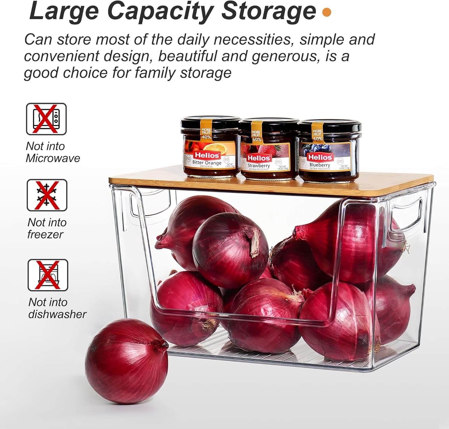 Pantry Organizers Storage, 2 Pack Stackable Kitchen Counter Bins for Onion Potato Garlic, Fruit