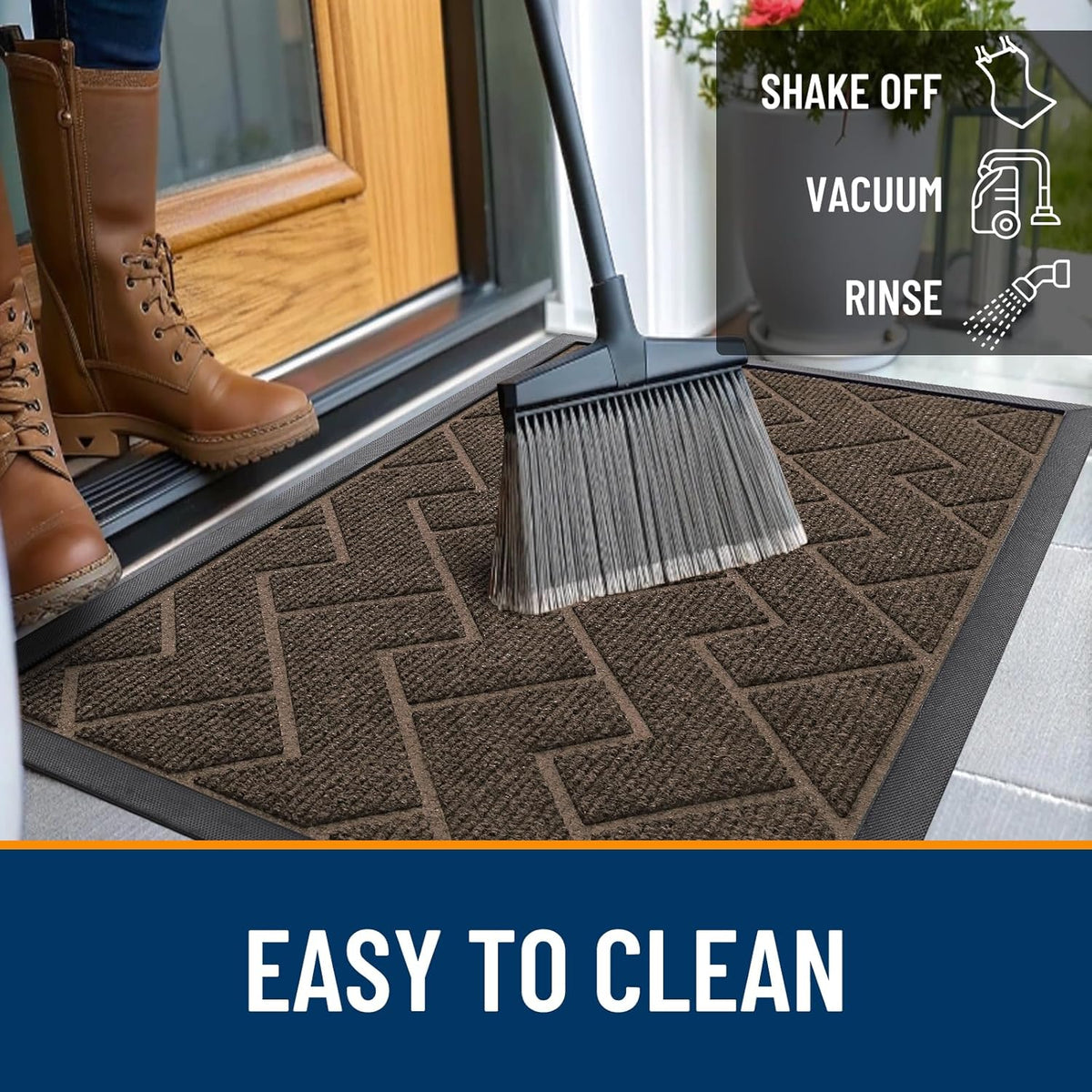 OLANLY Front Door Mat Indoor Outdoor Entrance, Waterproof All-Season, All-Weather Doormat, Sturdy