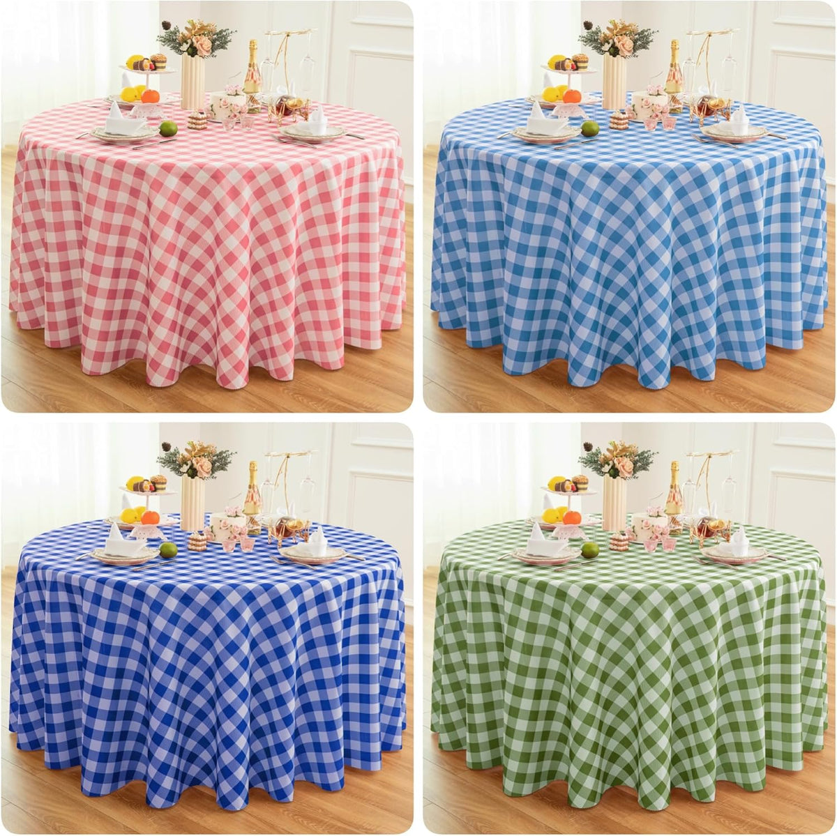 Waterproof Checkered Tablecloth Runner Fabric - Rectangle 12x108 Inch Classic Gingham Buffalo Plaid