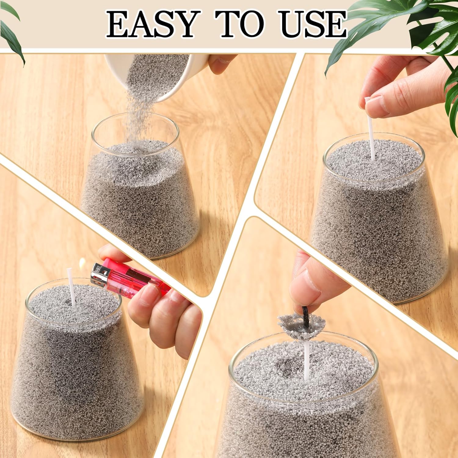 MTLEE Candle Sand 3.3 lb DIY Pearled Candle Making Kit Included 20 Pcs Wicks and Refillable Beaded