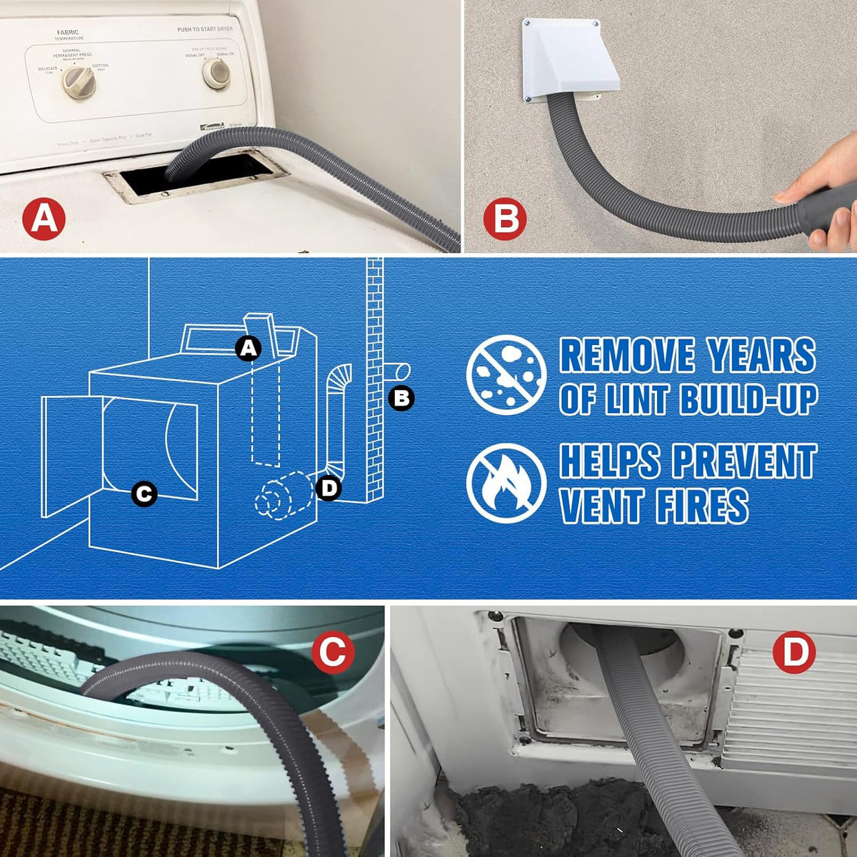 Sealegend Upgrade Dryer Vent Cleaner Kit Vacuum Hose Attachment Compatible with Most Vacuum
