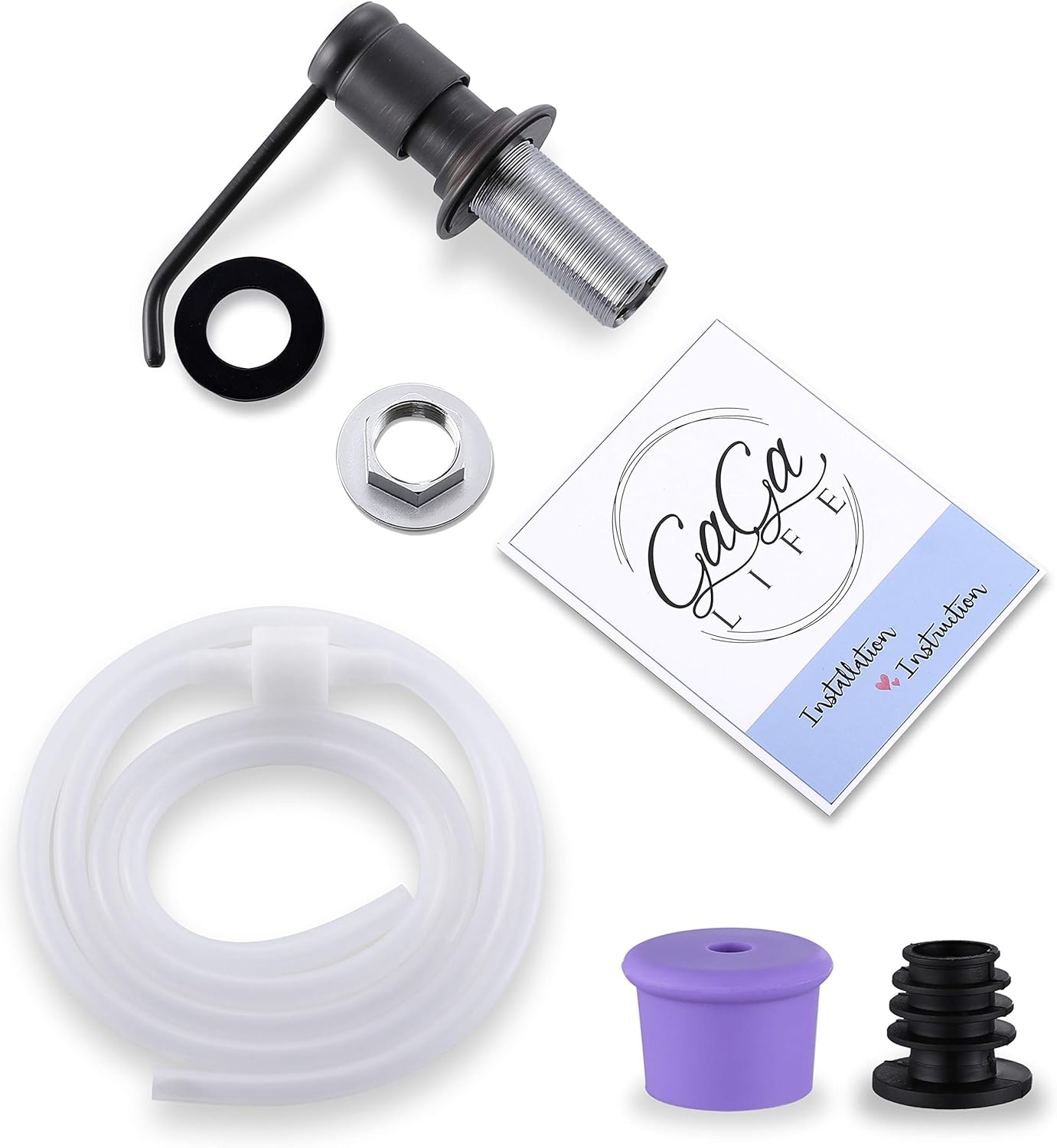GAGALIFE Soap Dispenser for Kitchen Sink (Oil Rubbed Bronze) and Extension Tube Kit, Complete Brass