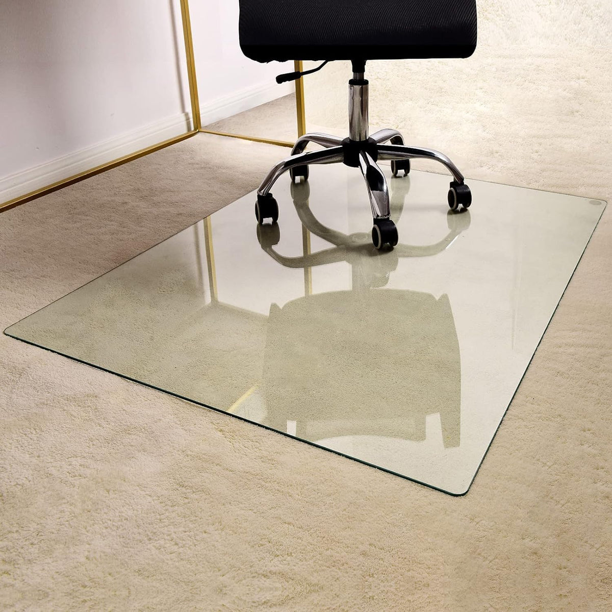 GLSLAND 36" x 46" Tempered Glass Chair Mat Heavy-Duty Floor Protector for Carpet & Hard Floors