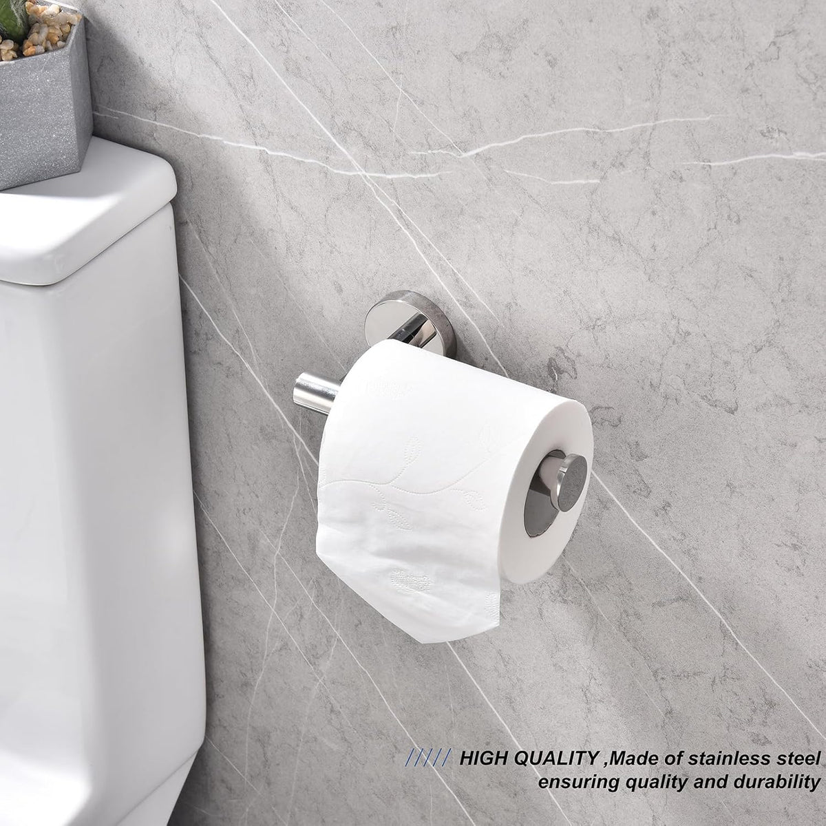 TASTOS Polished Chrome Toilet Paper Holder SUS304 Stainless Steel, Modern Round Tissue Roll Holders