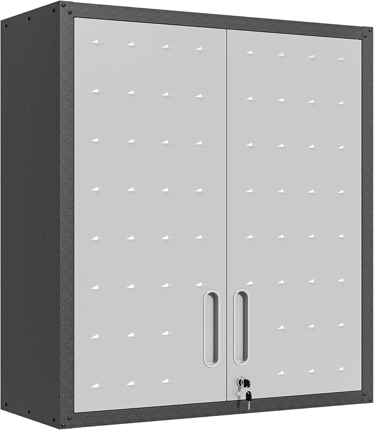 Garage Wall Mounted Storage Cabinet with Doors and Shelves, Lockable Metal Wall Cabinet, Hanging