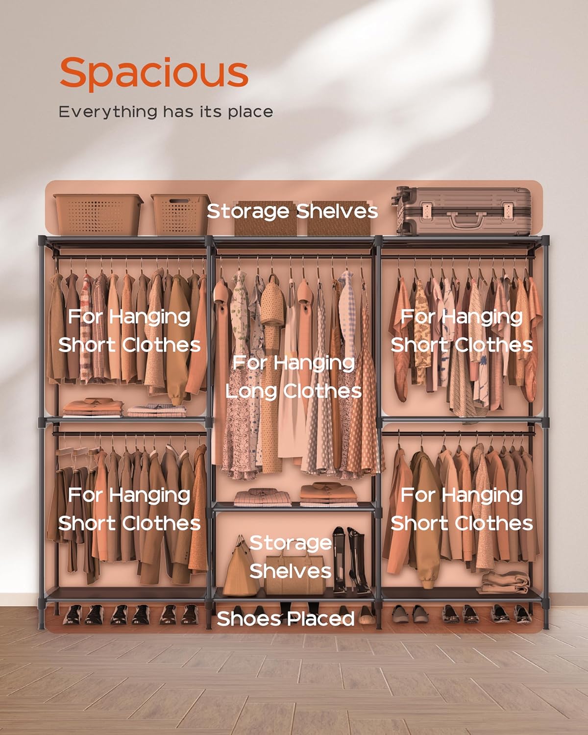 Clothes Rack, Portable Closet, 80.7 Inch Extra Large Capacity Wardrobe Closet, Clothes Storage