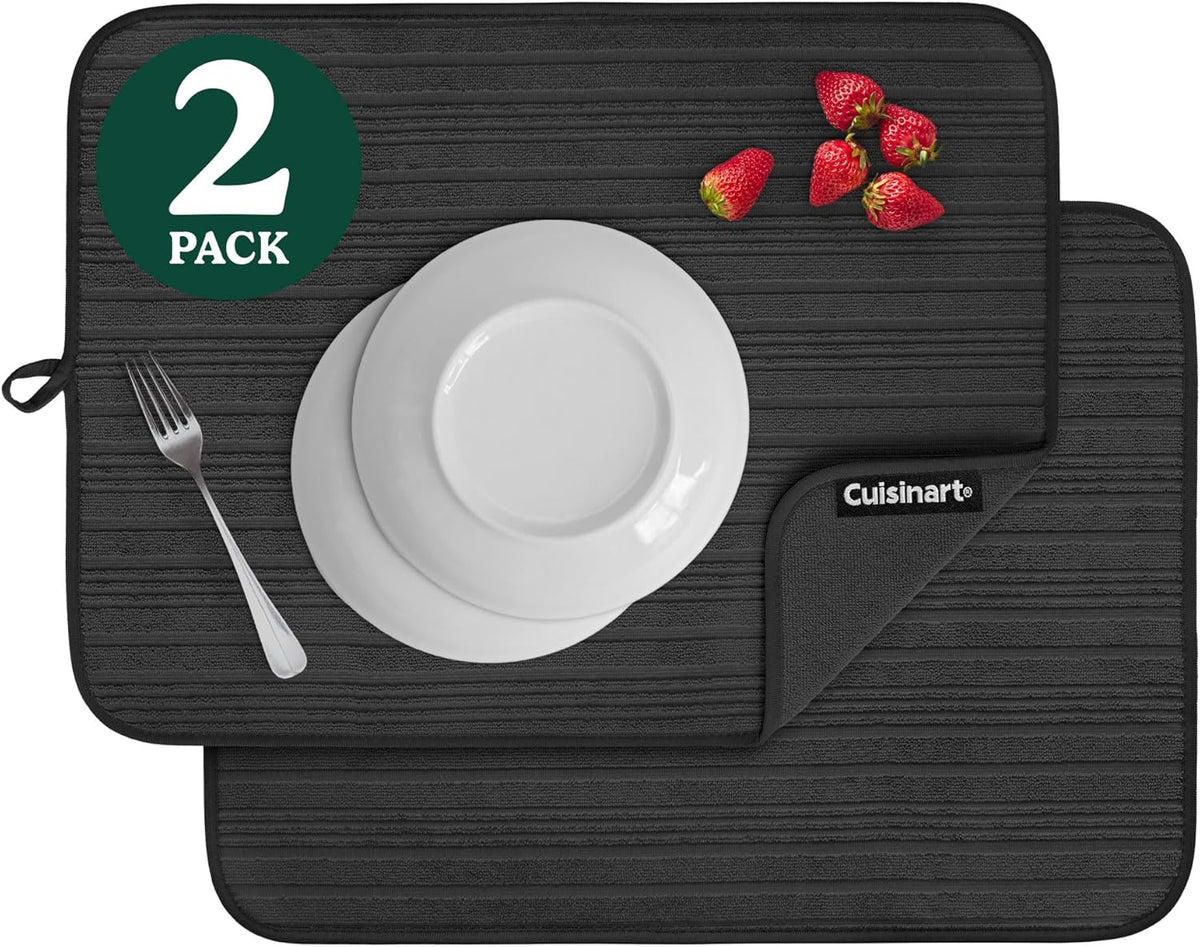 Cuisinart Dish Drying Mats for Kitchen Counter - (2) 18" x 24" Ultra Absorbent Dish Drying Mat XL