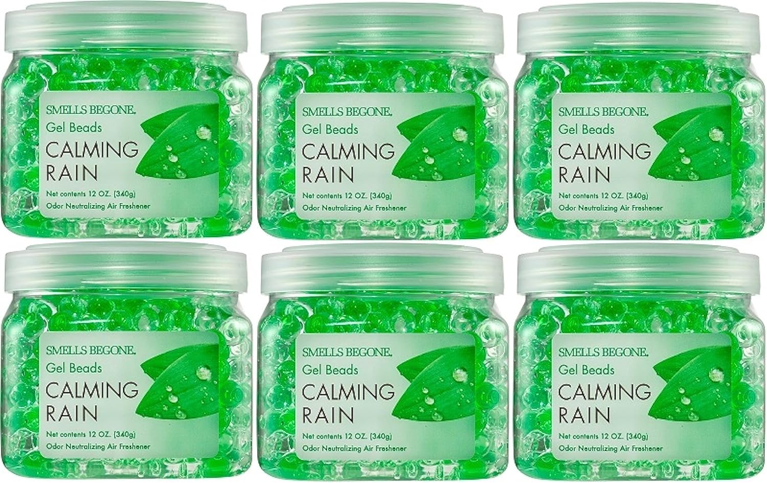 SMELLS BEGONE Odor Eliminator Gel Beads - 12 oz, Pack of 6 - Eliminates Odor in Bathrooms, Cars