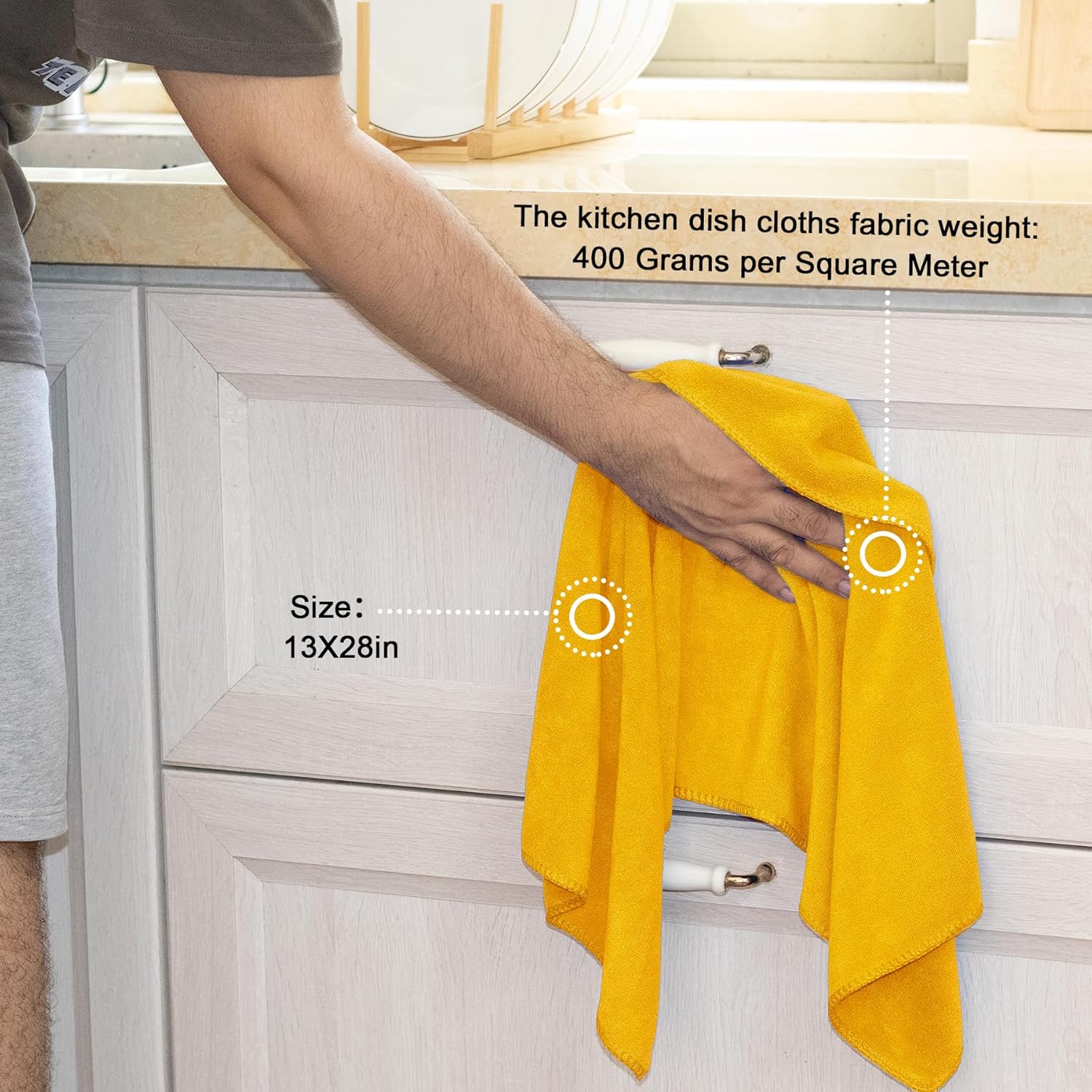 kimteny 13x28 Inches Kitchen Cloth Dish Towels, 400 GSM Premium Dishcloths, Super Absorbent Coral