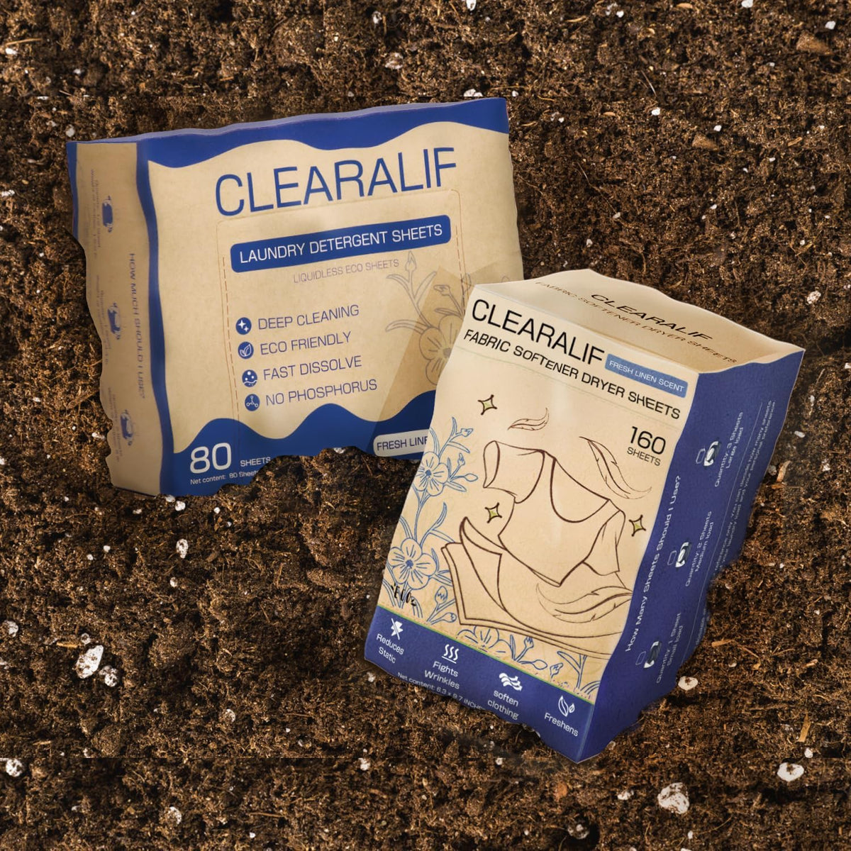Clearalif All in One Laundry Detergent Sheets Kit, Fresh Linen Scent, 160 Loads Laundry Sheets +