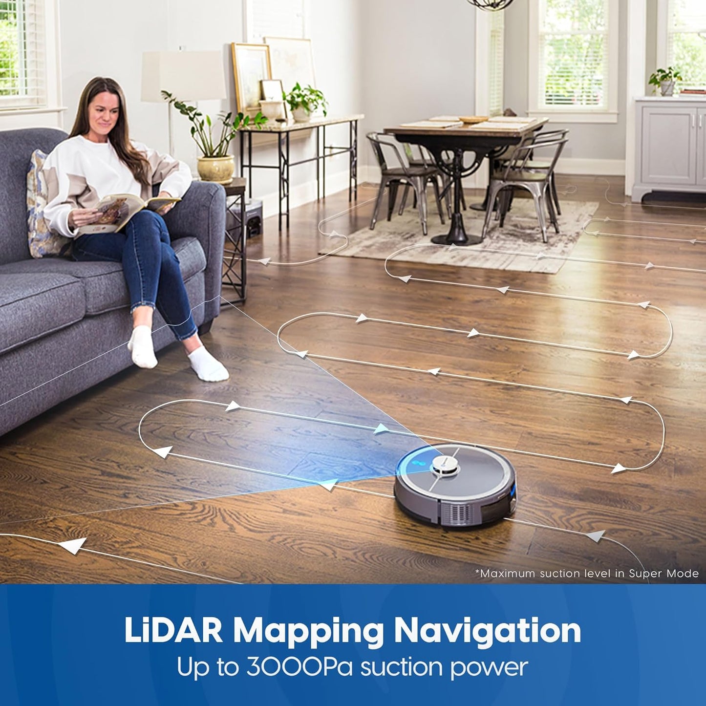 Vacmaster V10i 3-in-1 Robot Vacuum and Mop Combo with Self-Empty Station for 45 Days, LiDAR