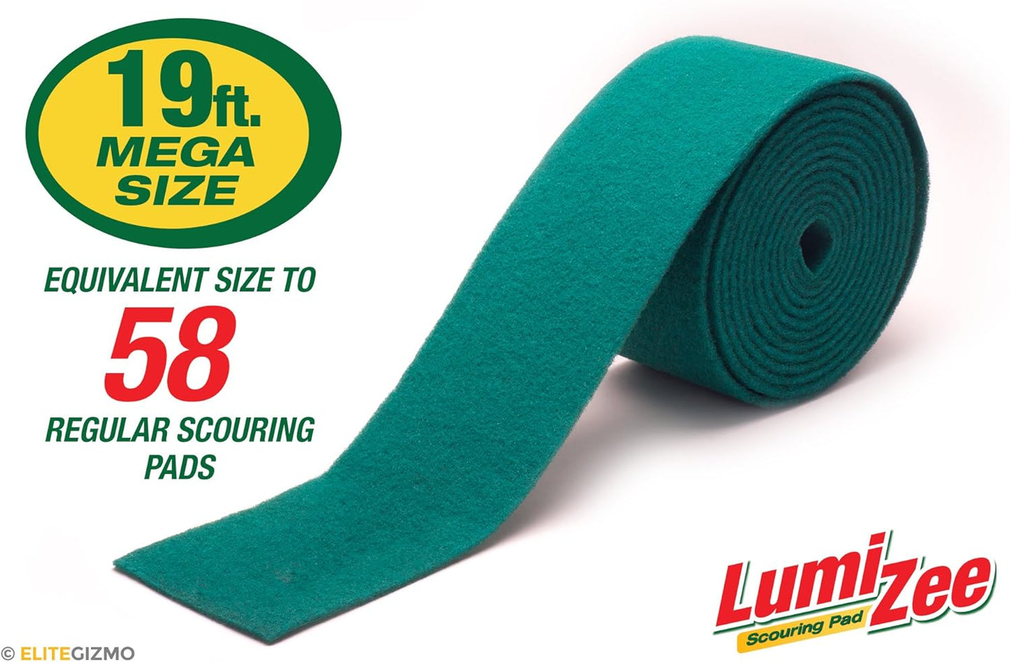 Green Scrubbing Pad Roll 19ft Economy Size Medium Duty Abrasive Scrub Sponge Scouring Pads 19ft x