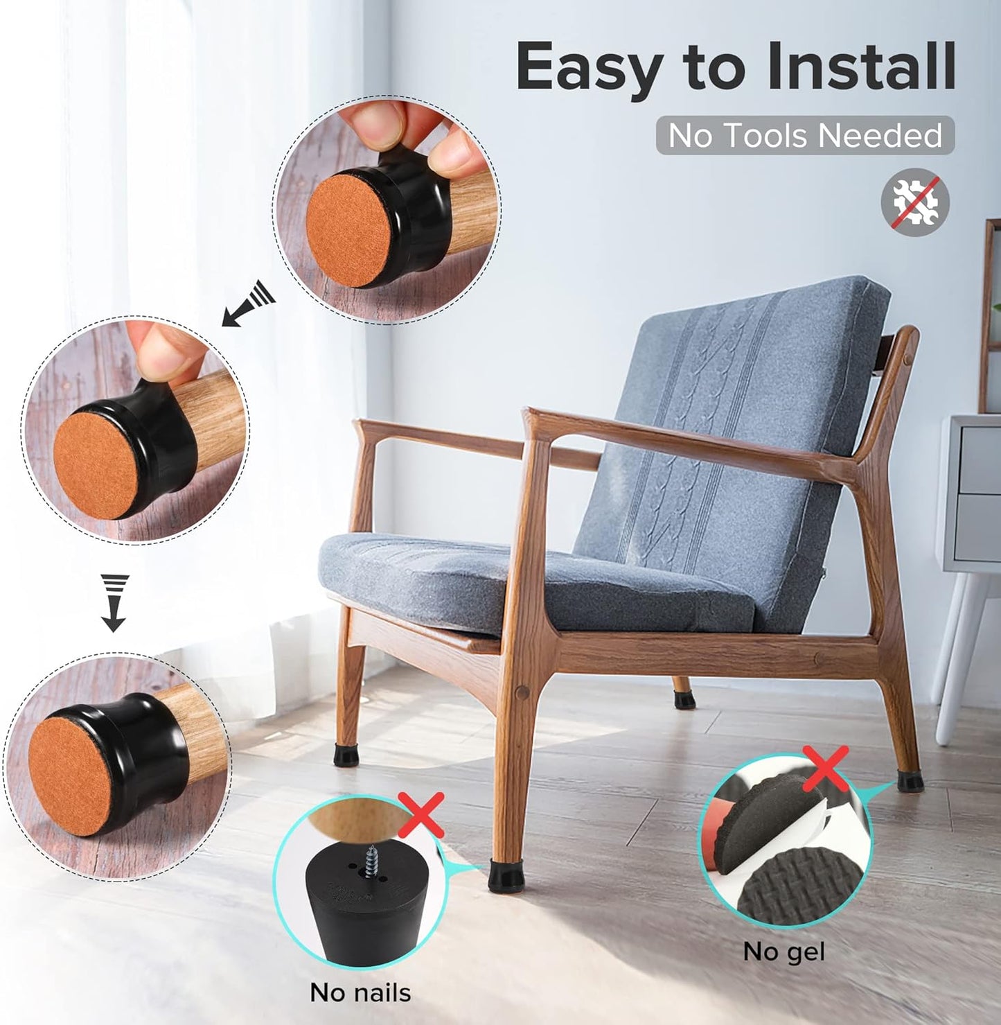 24PCS Upgraded Silicone Chair Leg Floor Protectors for Hardwood Floors, Furniture Sliders for Chair