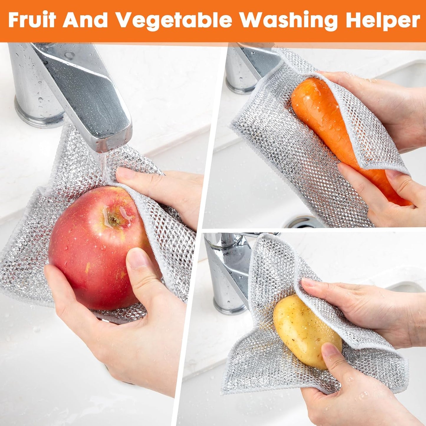 COBETE Non Scratch Wire Dishcloth,Double-Layer Wire Dishwashing Rags for Wet and Dry,Wire Miracle