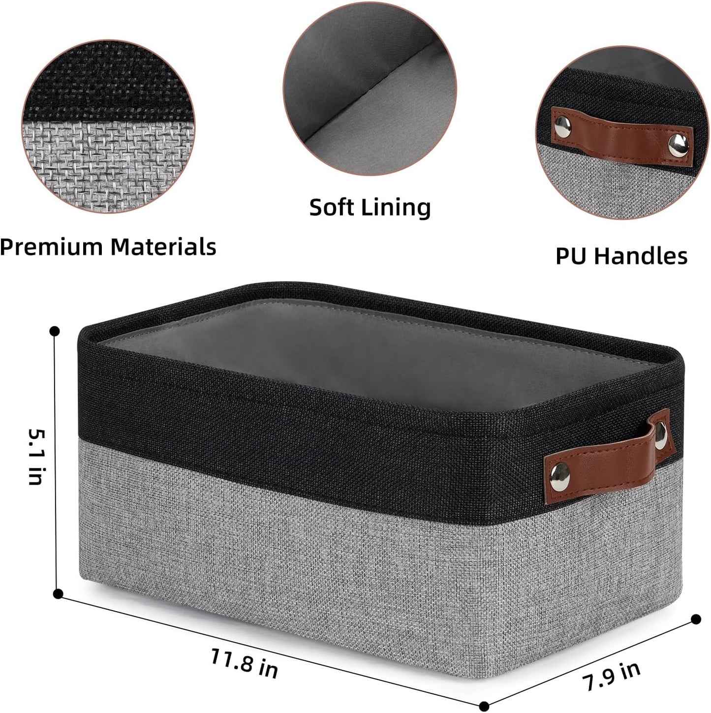 DULLEMELO Small Storage Baskets for Organizing - 11.8x7.9x5.1 inch Collapsible Storage Bins Set of