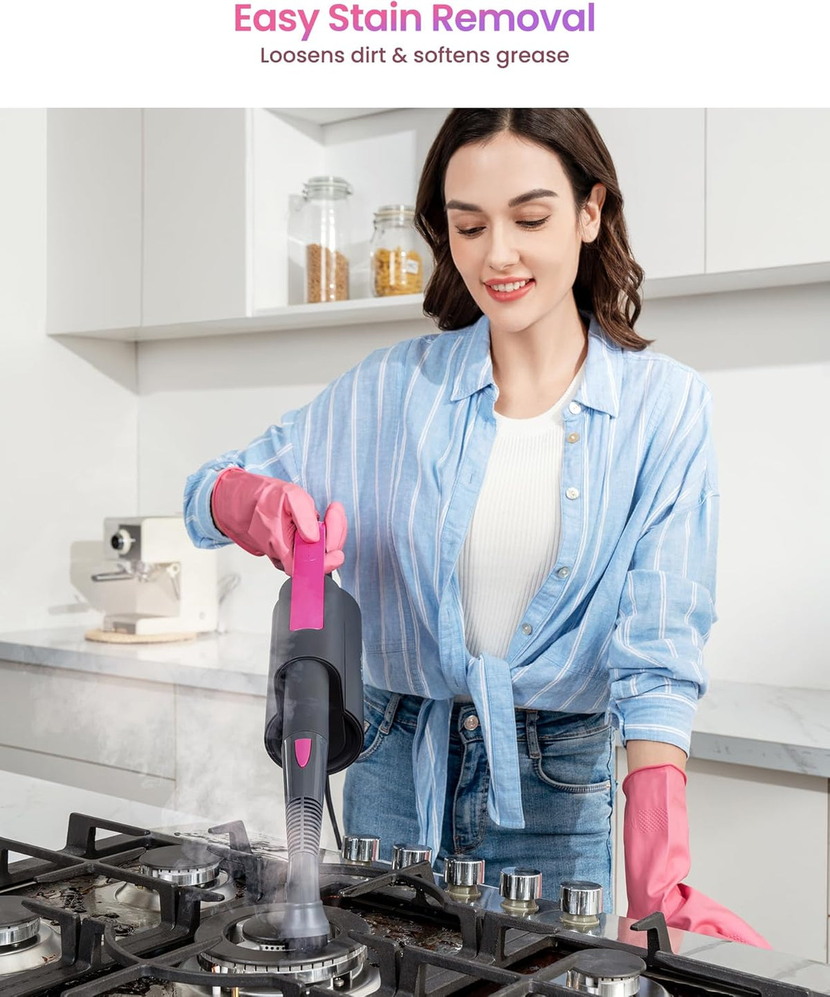Schenley 19-in-1 Steam Mop Dual-Rod Design with Detachable Handheld Steamer for Walls, Grouts, Hard