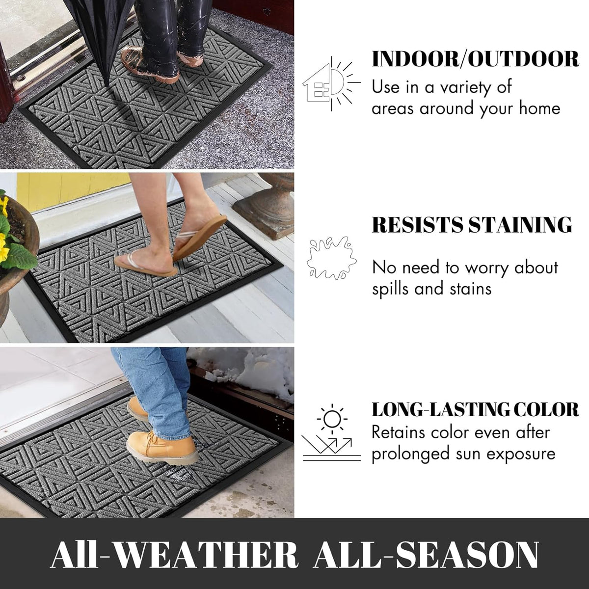 Yimobra Outdoor Mats for Front Door 29.5x17, All-Weather Waterproof Non-Slip Outdoor Door Mat