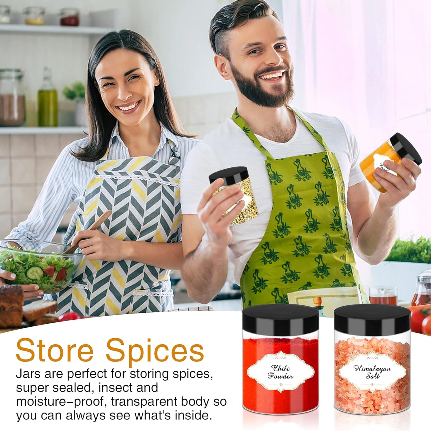 8 OZ Plastic Jars with Lids, Slime Containers with Lids 48 Pcs Airtight Round Plastic Storage Jars