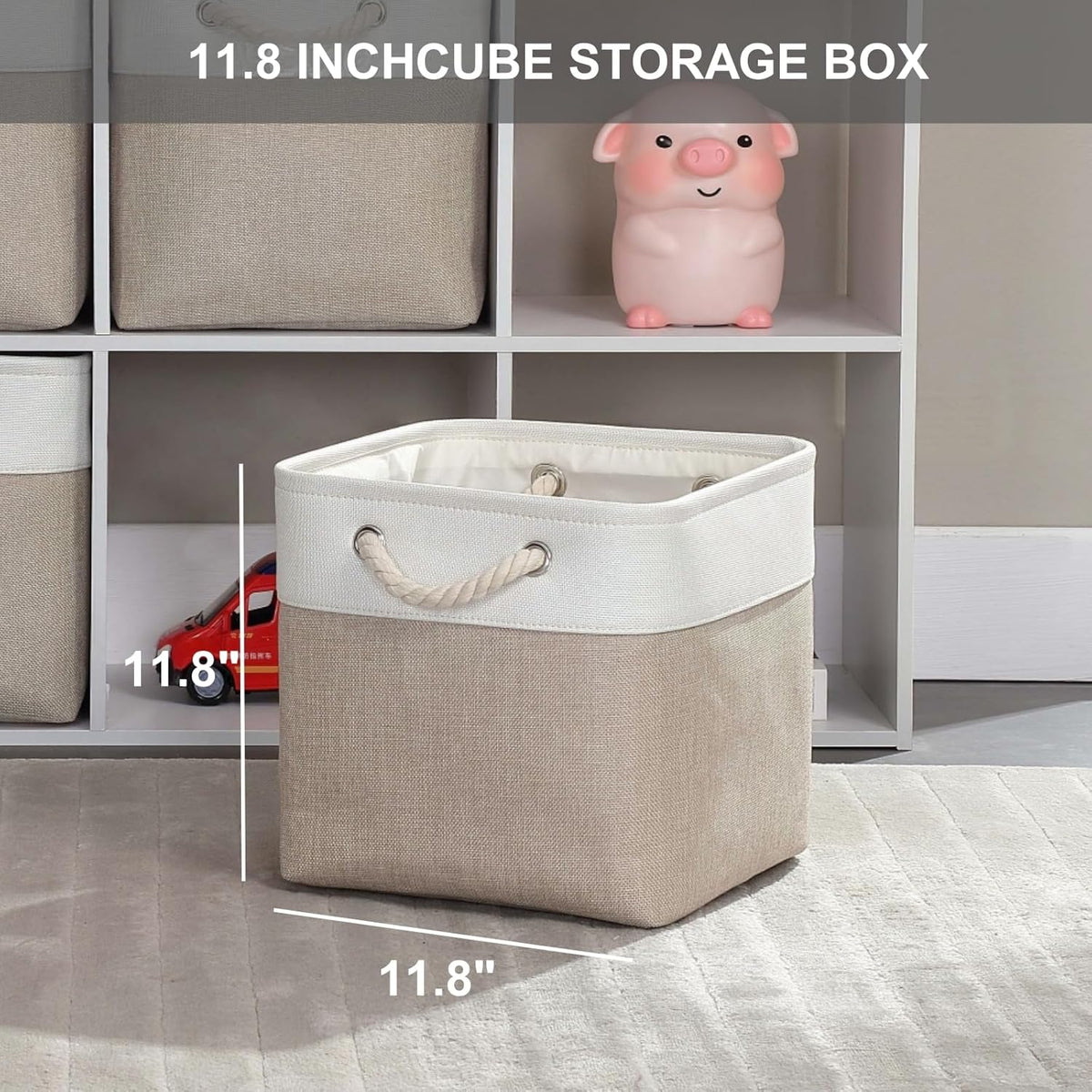 Mangata Canvas Storage Boxes, 11.8 Inch Cube Storage Bins Set of 6 for 12 Inch Cabinets, Fabric