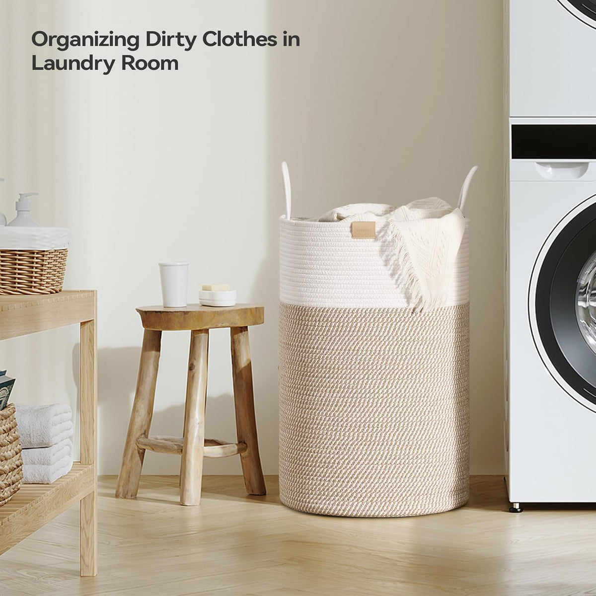 Laundry Hamper 75L,Large Laundry Basket for Clothes,Decorative Storage Basket for Blankets,Cotton