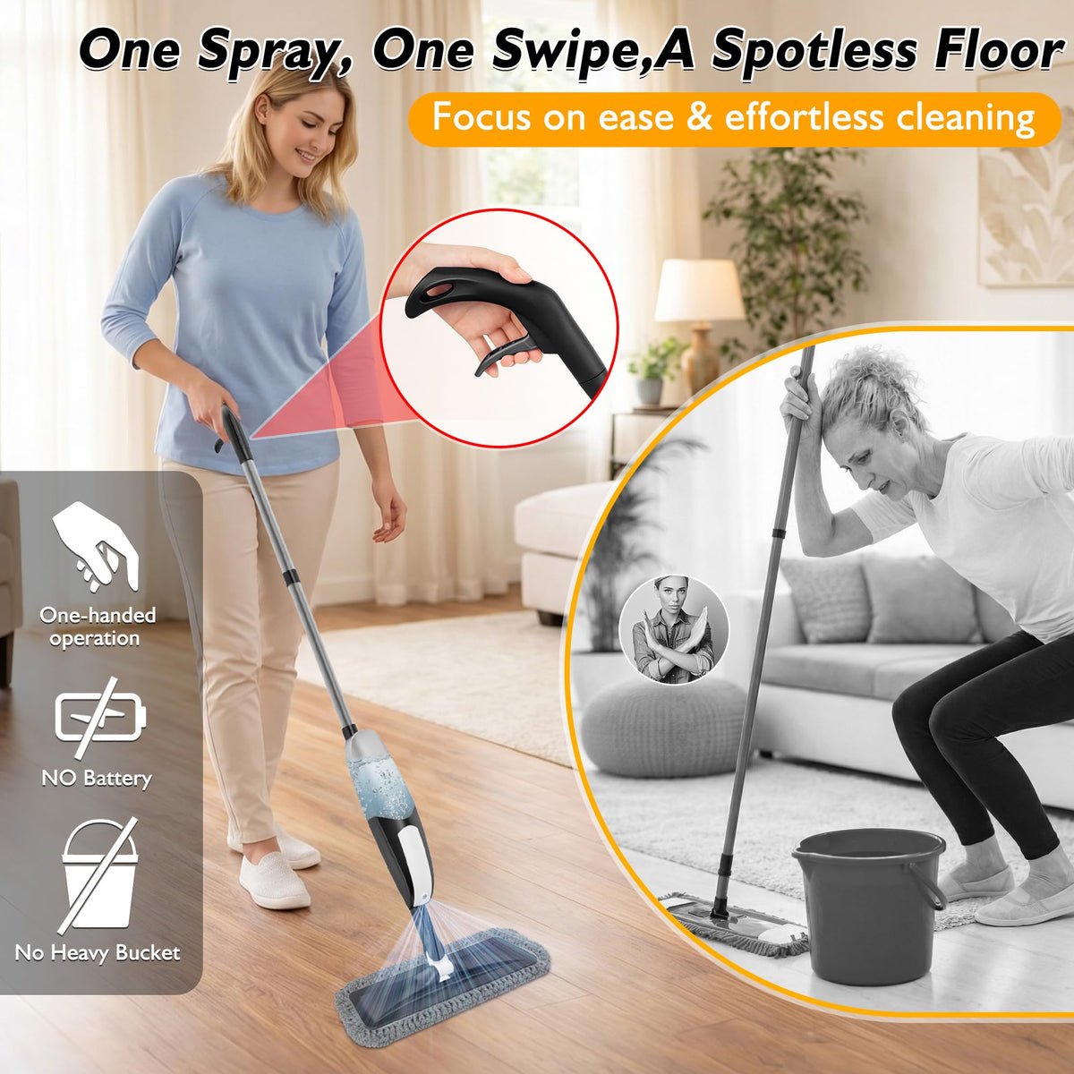 Spray Mop for Floor Cleaning: Microfiber Wet Dry Mops with 3 Washable Pads
