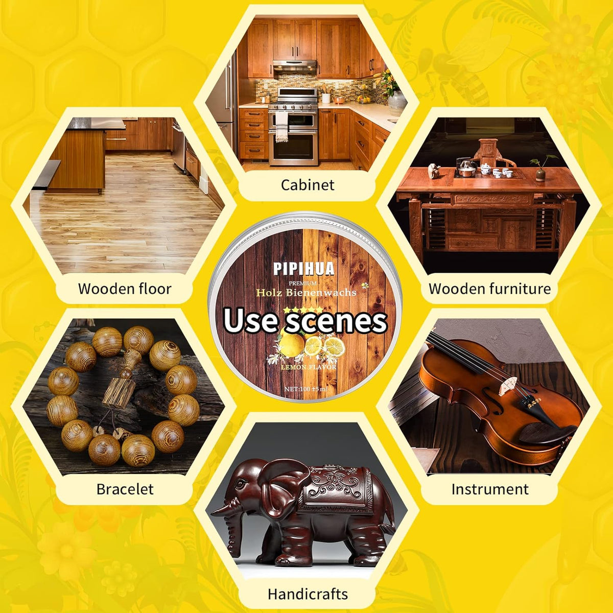 PIPIHUA Beeswax Polish and Conditioner for Wood Furniture - Waterproof & Restorer Wood Wax